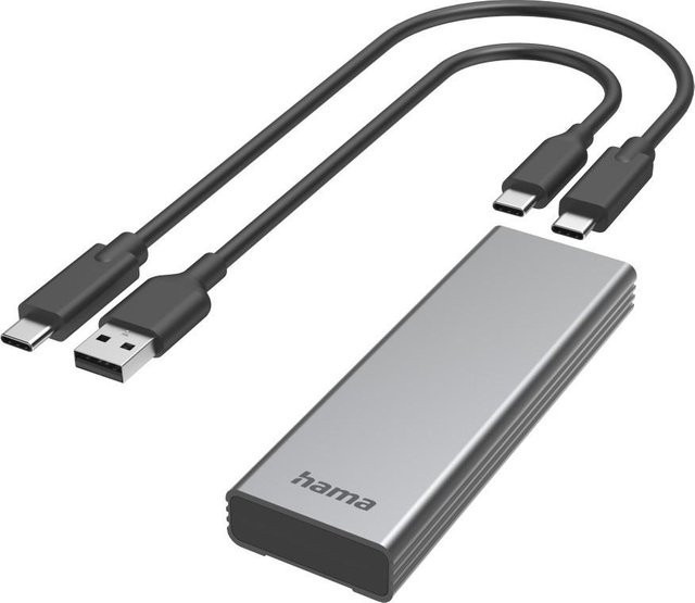 Hama M.2 SSD-Gehäuse für NVMe und SATA Speicherlaufwerke in Grau mit USB-C und Thunderbolt Anschluss - Bild 1