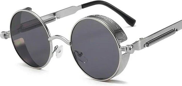 Aoseides Sonnenbrille, Runde Metallrahmen, Vollrand, Silber Grau, Unisex - Bild 1