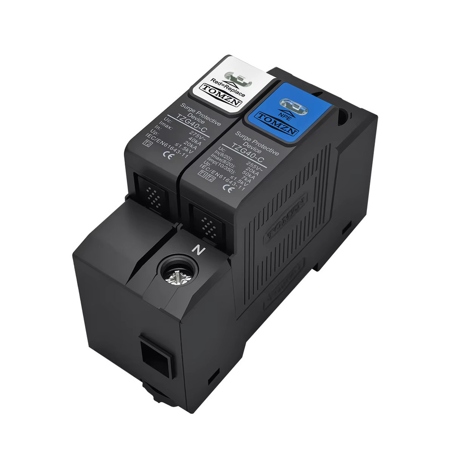 TOMZN Überspannungsschutzgerät SPD 1P+NPE 3P+NPE 230V AC T1 T2 1,5kV 20-50kA mit flammhemmendem Gehäuse - Bild 2