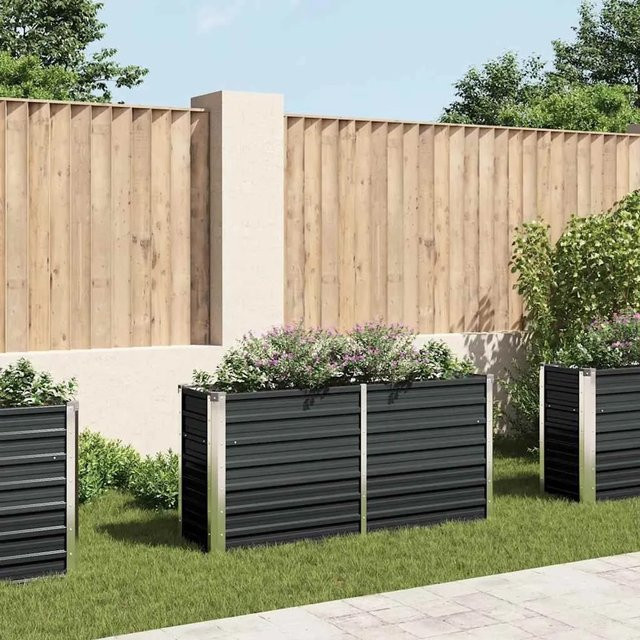 Furnicato Garten-Hochbeet aus verzinktem Stahl in Anthrazit, B/T/H: 160 x 40 x 77 cm - Bild 1