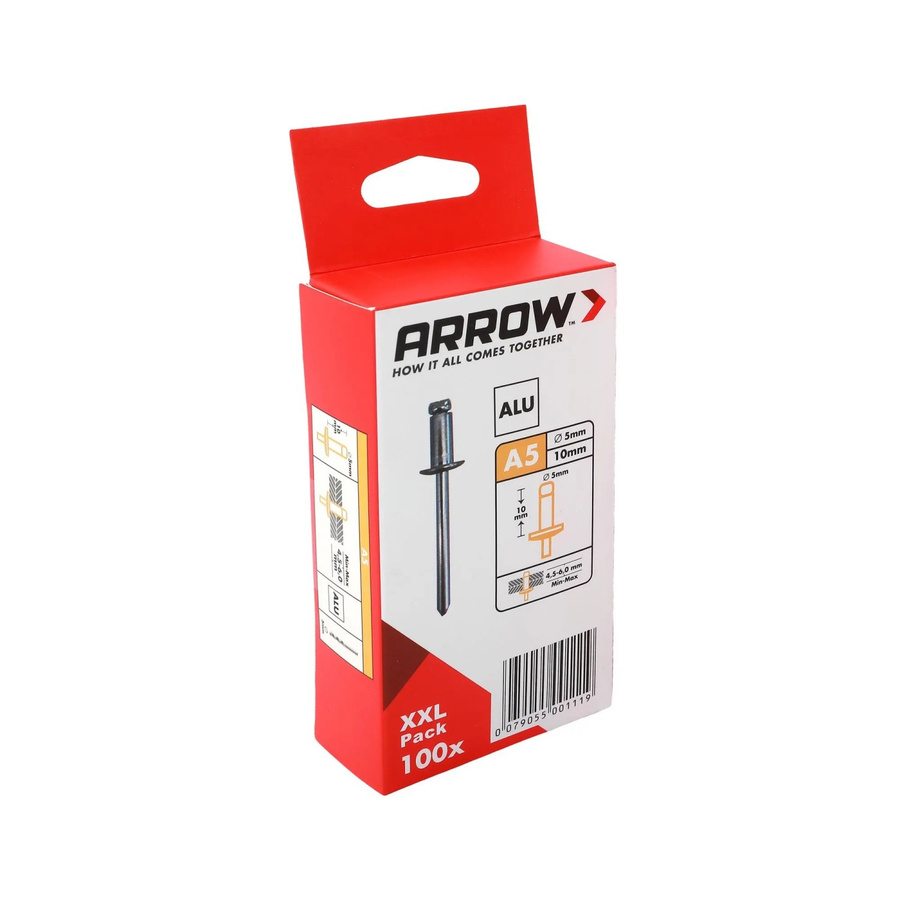 Arrow Blindniete RA aus Aluminium in Silber, Durchmesser: 5 mm, Länge: 10 mm, 100 Stück - Bild 2