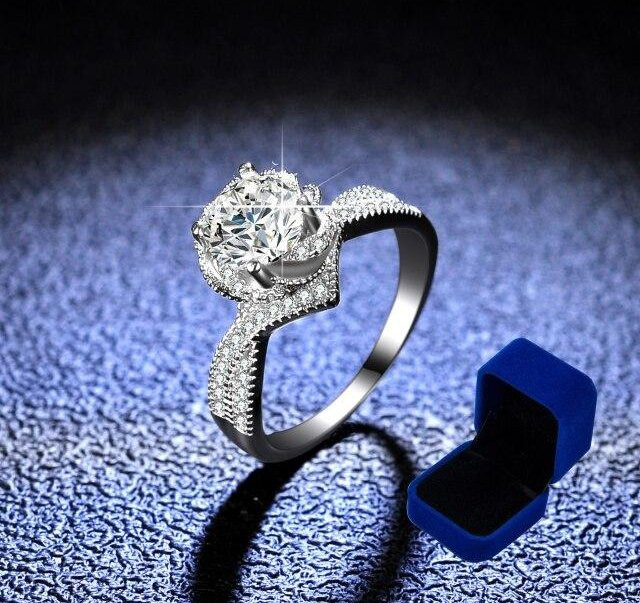 YIRAN Jewelry Verlobungsring, 925 Silber, Weiß, Diamant, Damen - Bild 1