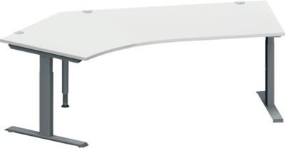Schäfer Shop Genius Winkelschreibtisch MODENA FLEX mit 135 Grad Winkel links, T-Fuß Rechteckrohr, Farbe lichtgrau/anthrazit, B: 2165 cm, T: 800 cm, H: 650-850 cm - Bild 1