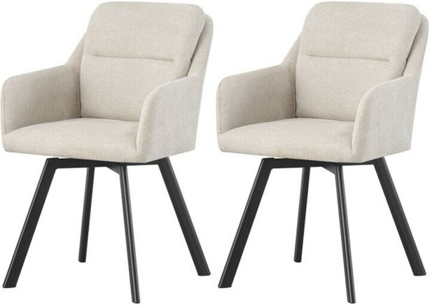 2er Set Stühle SOPHIE von xonox.home in Creme mit Stoffbezug, B: 53 cm, H: 87 cm, T: 62 cm - Bild 1