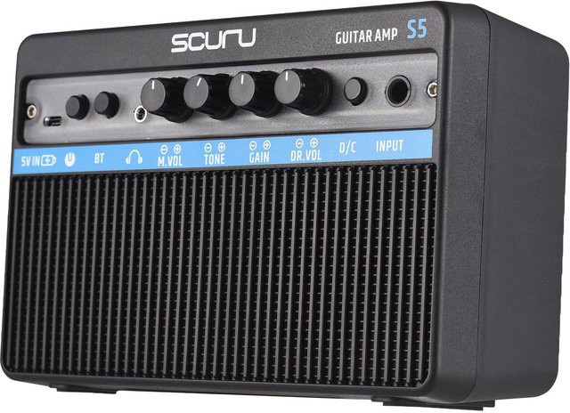 Scuru 16 W E-Gitarrenverstärker tragbarer Übungslautsprecher mit integriertem Verzerrungseffekt in Schwarz - Bild 1