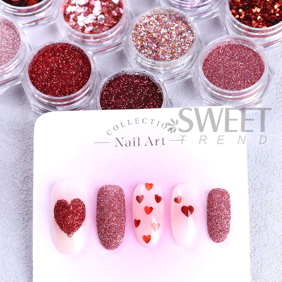 SWEET TREND Nagelglitzer, gemischt, rot, rosa, sechseckige Pailletten - Bild 6