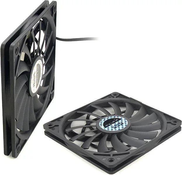 Cynzo Ultradünner Lüfter für ITX-Gehäuse, 120 mm, PWM 4-Pin, 2000 U/min, Schwarz - Bild 1