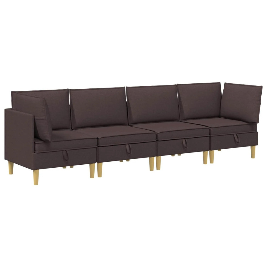 vidaXL Wohnzimmergarnitur modern aus Stoff in Dunkelbraun mit Ecksofas, Mittelsofas und Kissen - Bild 2