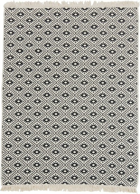 DONE Teppich Korfu Weiß mit Fransen, Rechteckig, Flachgewebe aus Baumwolle und Polyester - Bild 1