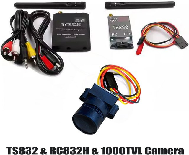 QX-MFLU Kabelloser Videosender TS832 5,8G 600mW mit 1000TVL-Kamera für RC FPV-Luftbildfotografie in Schwarz - Bild 1