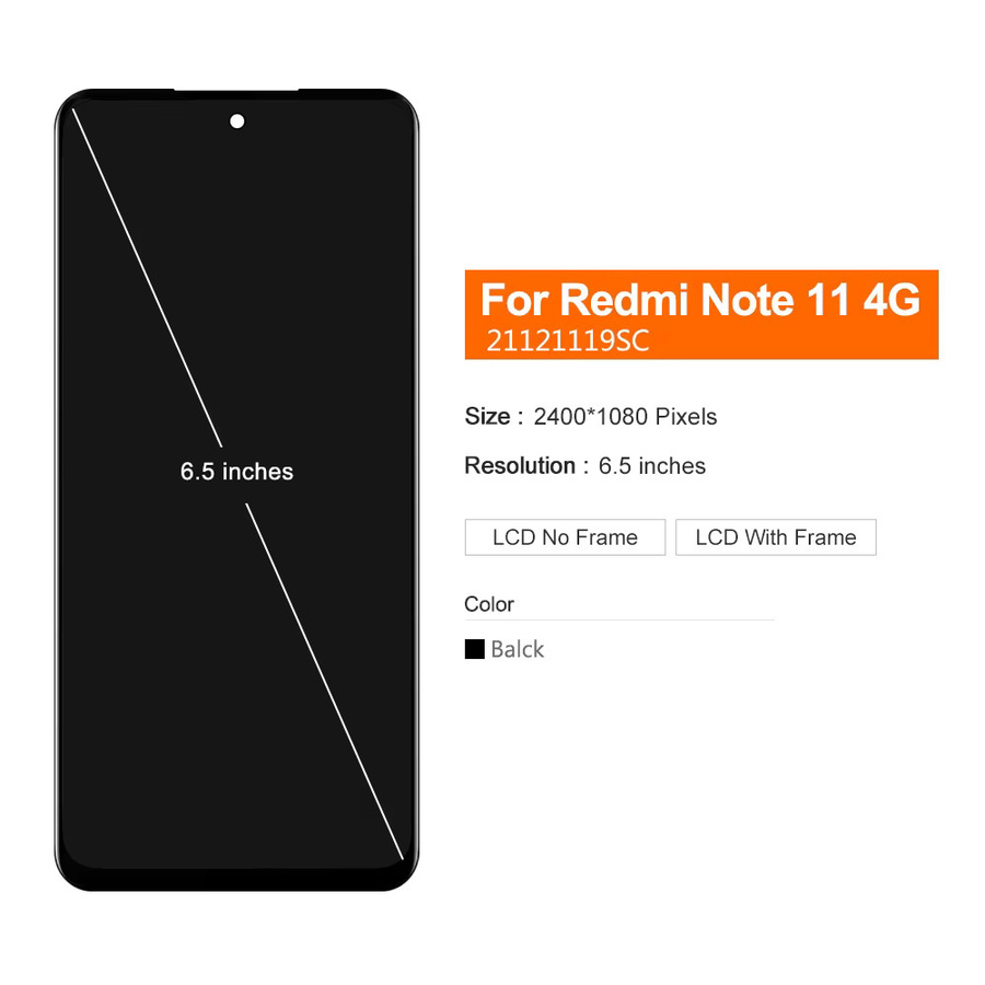 Xiaomi Redmi Note 11 4G LCD Display Touchscreen Digitalisierer Baugruppe Ersatz in Schwarz 6.5 Zoll - Bild 3