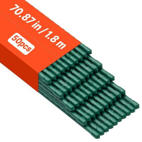 VEVOR Rankhilfe 50er-Pack Pflanzstäbe aus Metall grün, Kunststoffbeschichtete Tomatenstäbe für Kletterpflanzen und Gemüse, Höhe: 180 cm - Bild 1