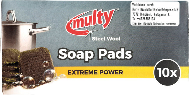 Multy Steel Wool Soap Pads Extreme Power Seifenpads Grau, 10 Stück - Bild 1