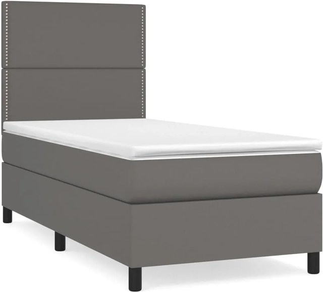 vidaXL Boxspringbett Hybrid mit Matratze und Taschenfederkern, Grau, B/T/H: 100 x 200 x 118 cm - Bild 1