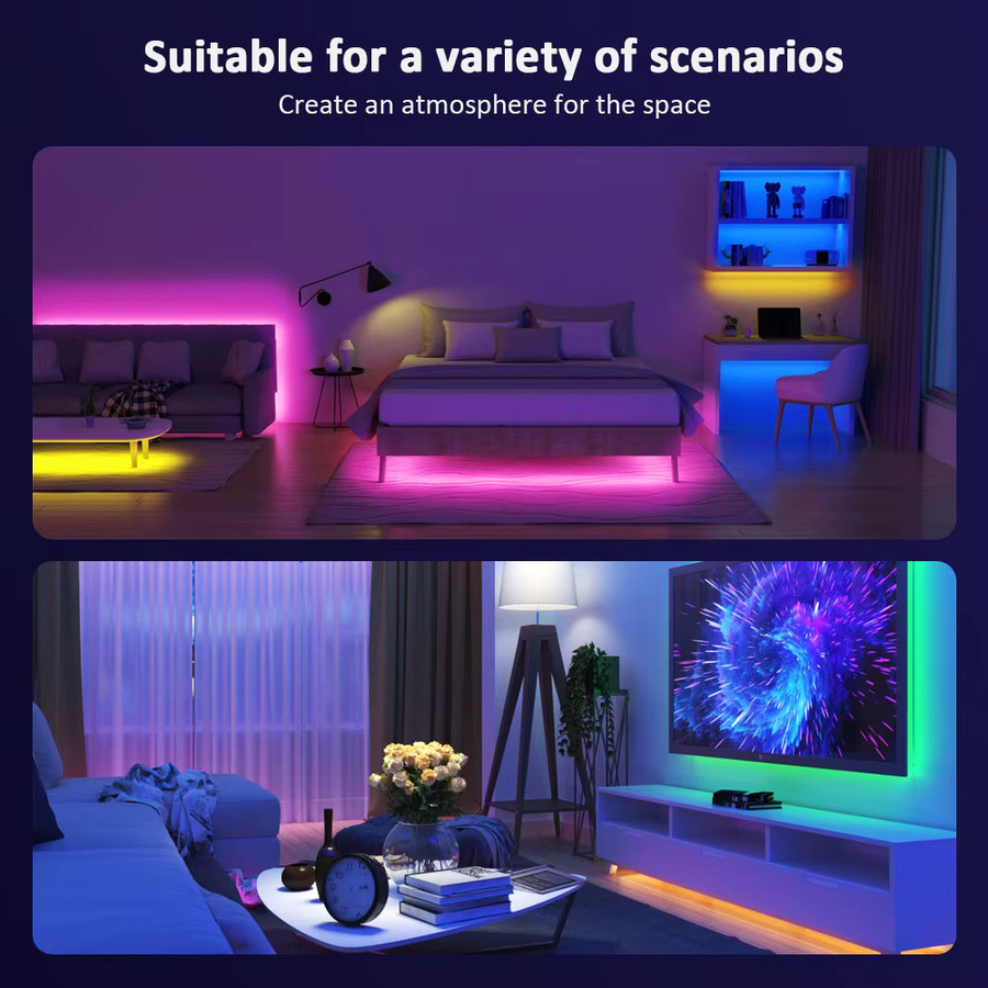 RGB LED-Streifenbeleuchtung mit Musiksynchronisierung und 16 Millionen Farben, USB-Betrieb, Multicolour - Bild 2