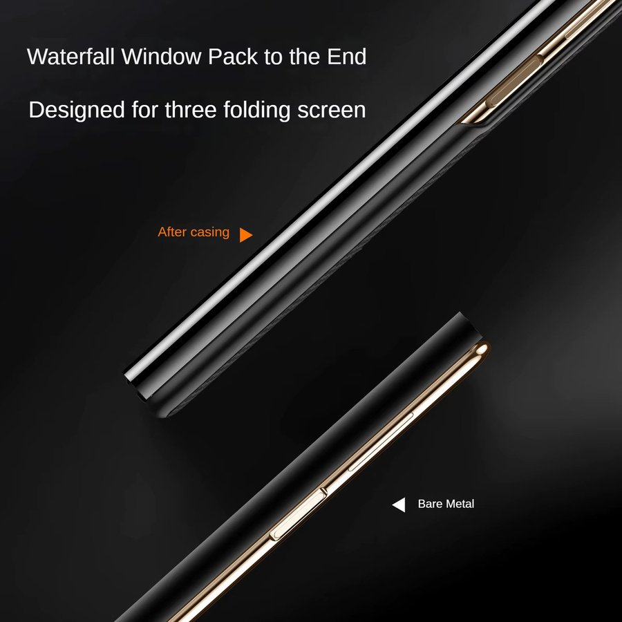 Smart Fenster Handyhülle mit Carbon-Faser-Muster für Huawei Mate X7, Mate X6, Mate X5, Mate XT und Mate XTs in Schwarz mit magnetischer kabelloser Ladefunktion und Stoßschutz - Bild 3