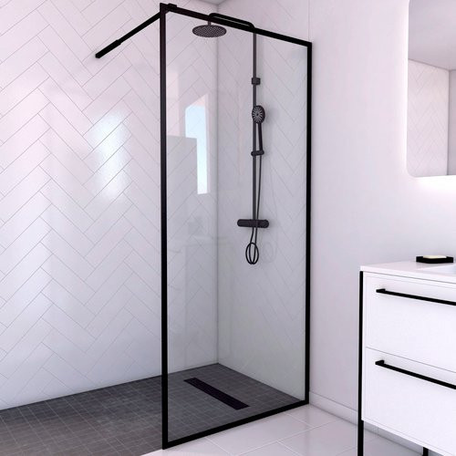 Marwell Duschwand aus Glas, schwarz, transparent, Höhe: 90 cm - Bild 1
