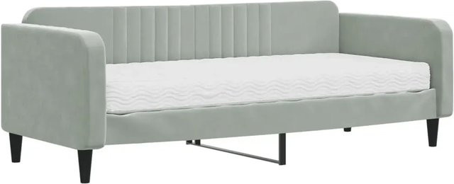 vidaXL Sofa mit Schlaffunktion in Grau aus Samt und Metall, B/T/H: 90 x 200 cm - Bild 1