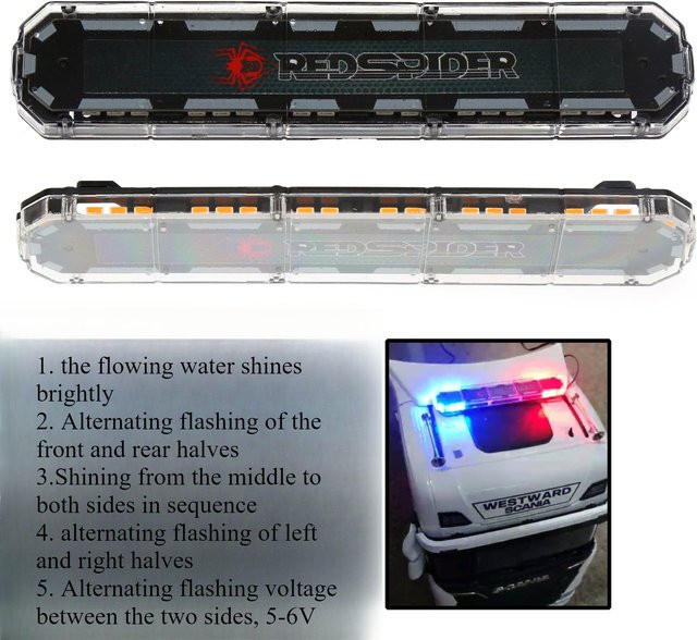 TAMIYA LED Fire Engineering Fahrzeug Warnleuchte, Metall, Rot Blau Gelb, 1:14 - Bild 1