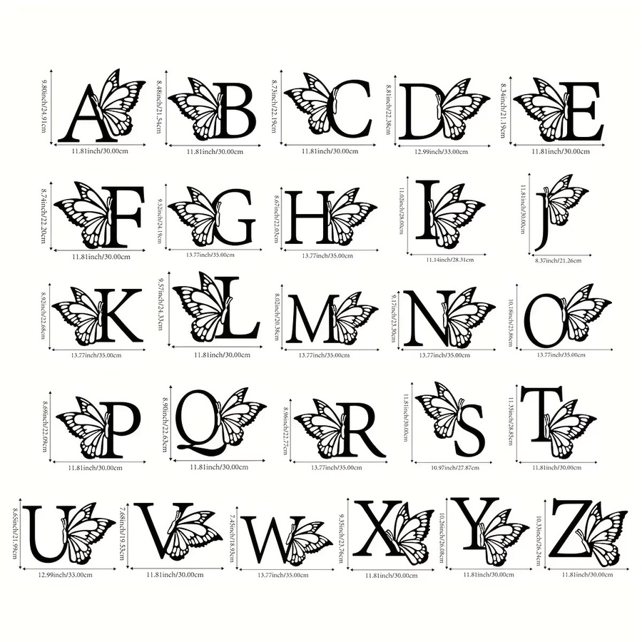 CIFBUY Schmetterling Monogramm Metall Wandkunst Buchstaben Wanddekoration für Hochzeit und DIY-Geschenke - Bild 1