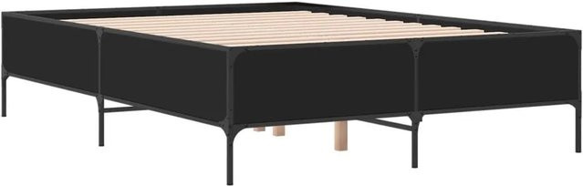 vidaXL Bettgestell modern in Schwarz aus Metall und MDF, B/T/H: 120 x 200 x 123 cm - Bild 1