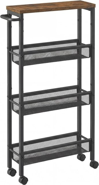 Vasagle Servierwagen mit Rollen in Braun-Schwarz, B/T/H: 77 x 41 x 13 cm - Bild 1