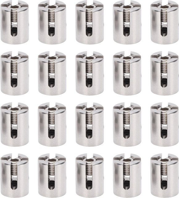 20 Stück Kreuzkabelklemmen aus Edelstahl T316 in Silber für 3mm Seile und Stangenbeschläge - Bild 1