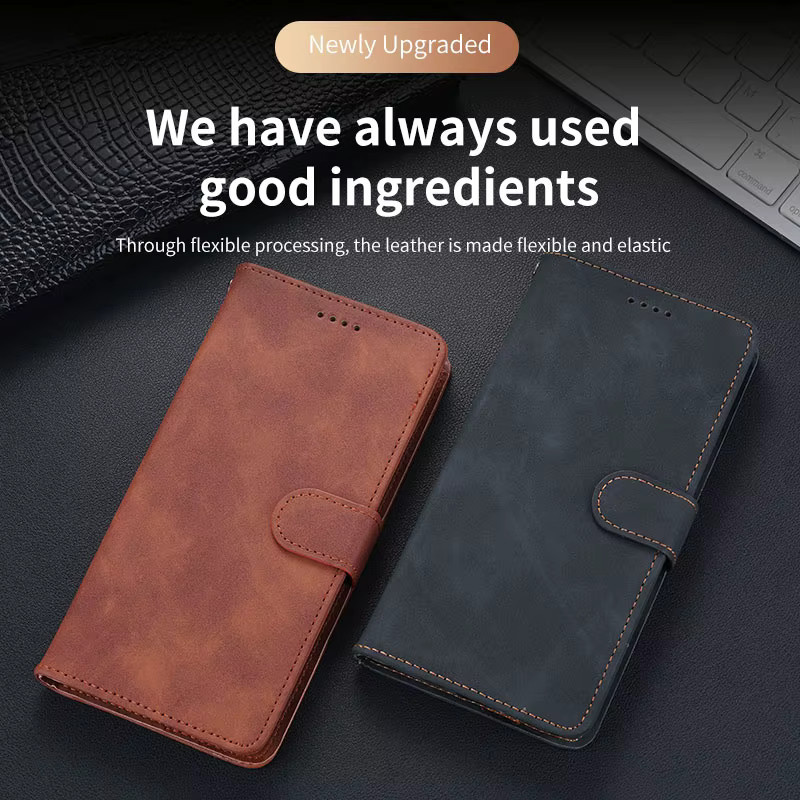 Luxuriöse magnetische Echtleder-Klapphülle im Brieftaschenstil für Apple in Beige oder Braun mit mattem Finish - Bild 2