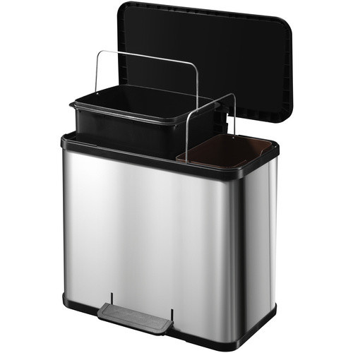 Hailo Öko duo Plus L Tretmülleimer mit Softclose und Mülltrennung, Weiß, B: 47,0 cm, H: 43,0 cm, T: 34,0 cm - Bild 3