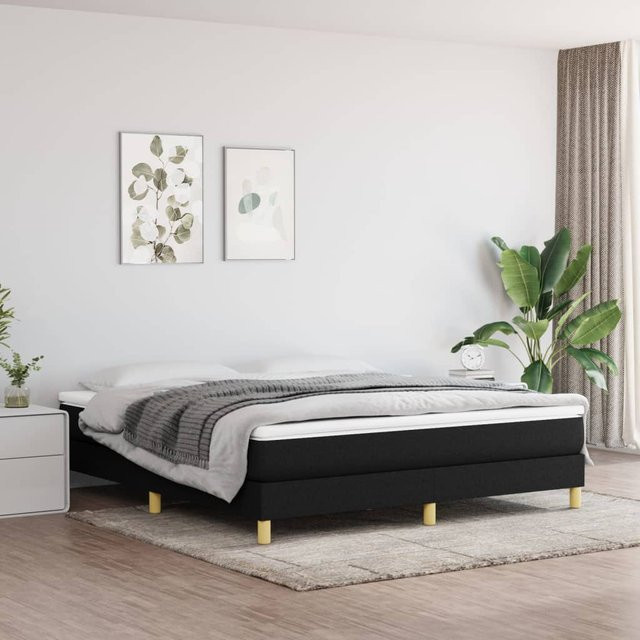 vidaXL Boxspringbett in Schwarz mit Stoffbezug, B/T/H: 180 x 200 x 25 cm - Bild 3