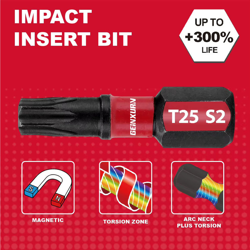 GEINXURN Torx T25 Bits Set aus S2-Stahl, magnetische Impact Tough Schraubendreher-Bits, 1 Zoll - Bild 5