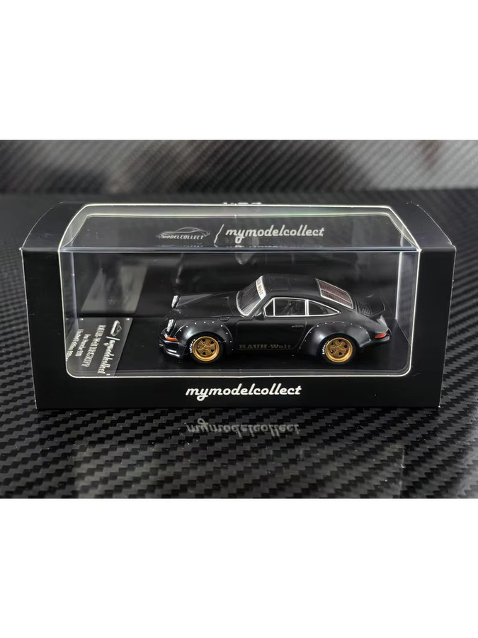 Model Collect RWB 930 Black Ducktail Wing, Druckguss-Modellauto, 1:64, Schwarz - Bild 2
