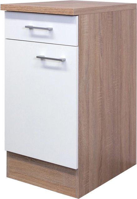 Flex-Well Küchenunterschrank Samoa in Weiß und Sonoma Eiche, B/H/T: 40 x 85 x 60 cm - Bild 1