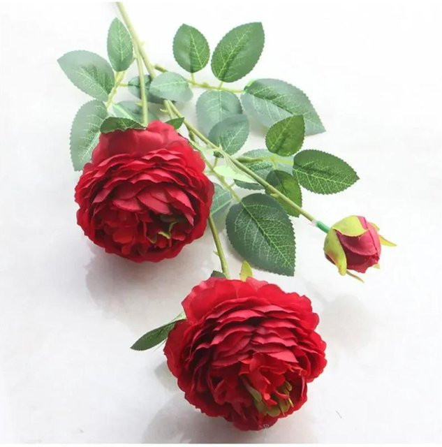 DHDH Künstlicher Pfingstrosen-Blumenstrauß in Rot für Tischdekorationen und Hochzeiten - Bild 1