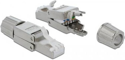 Delock RJ45 Stecker Cat.6A STP werkzeugfrei Grau - Bild 1