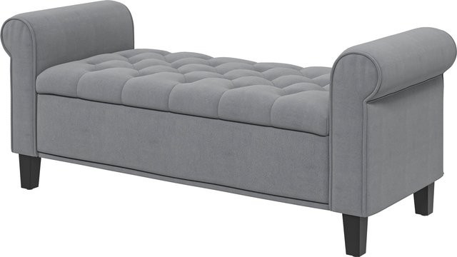 HOMCOM Polsterbank mit Stauraum in Samtoptik, Grau, B/T/H: 126 x 48,5 x 47 cm - Bild 1