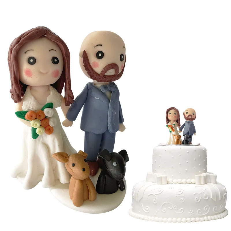 Mehrfarbige Hochzeitstorte-Puppe aus Kunstharz als Herbstdekoration für Paare und Hochzeiten - Bild 4