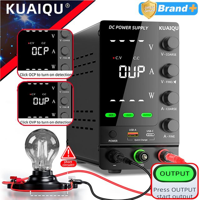KUAIQU Variables Schaltnetzteil DC Schwarz mit optionaler OCP und OVP Funktion - Bild 1