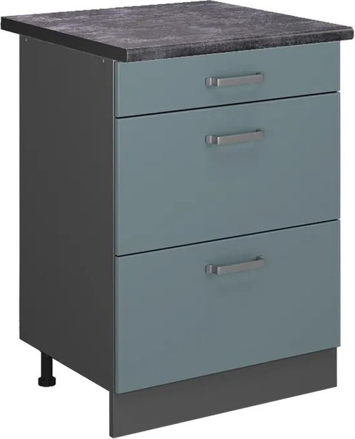 Vicco Küchenunterschrank R-Line in Blau-Grau und Anthrazit mit Schubladen, B: 60 cm, H: 81,6 cm, T: 60 cm - Bild 1