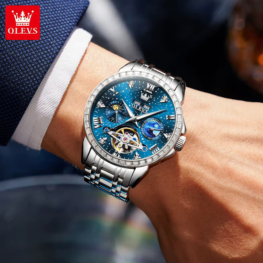 OLEVS Armbanduhr, Automatik, Edelstahl, Mondphase, Herren - Bild 3