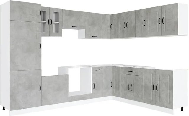 vidaXL Küchenschrank-Set Kalmar, 14-teilig, Betongrau, Holzwerkstoff - Bild 1