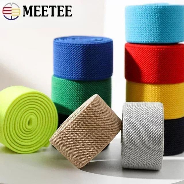 Meetee Elastisches Gummiband in Silber für Hosen, Taille und Kleidung, Breite: 10–50 mm, Länge: 3–5 m - Bild 1