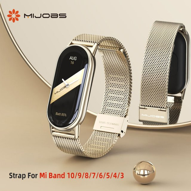 MIJOBS Uhrenarmband Edelstahl, Silber, Mi Band 10 9 8, Unisex - Bild 1