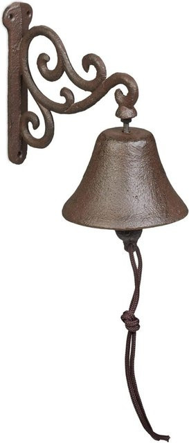 Relaxdays Türglocke aus Gusseisen in Braun mit Kordel und Ornamenten, B: 15,5 cm, T: 10 cm, H: 17,5 cm - Bild 1