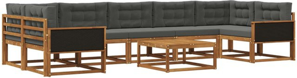 Modernes Outdoor-Sofagarnitur Set aus Akazie mit 8-teiligen Kissen von vidaXL in Natur und Anthrazit - Bild 1