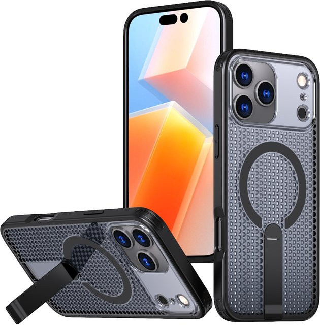 Magnetische Wärmeableitungs-Handyhülle mit Ständer für MagSafe in Purple für Apple iPhone 17 Pro Max, Air 17e, 16e, 15, 14 Plus, 13, 12, 11 Rückabdeckung - Bild 1