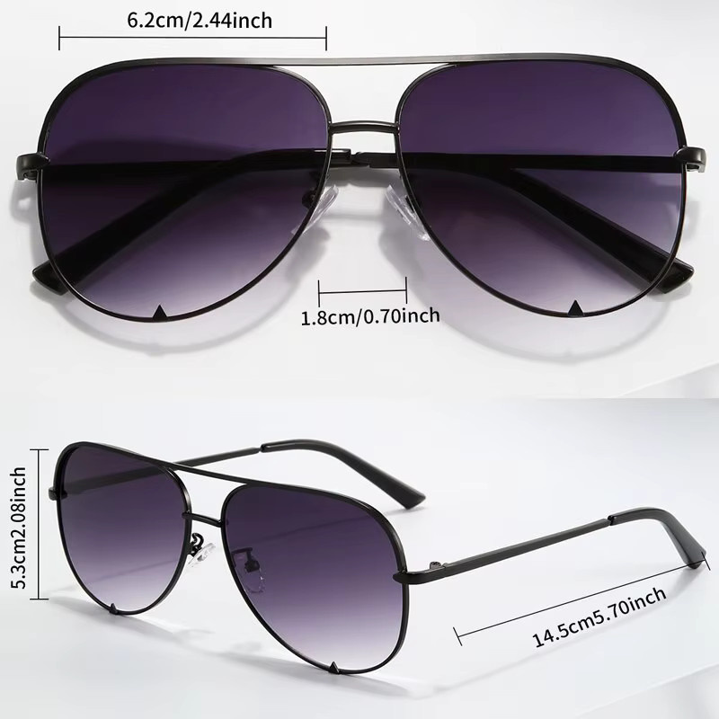 Glazzy Aviator Sonnenbrille, Metall, Vollrand, Schwarz, Unisex - Bild 3