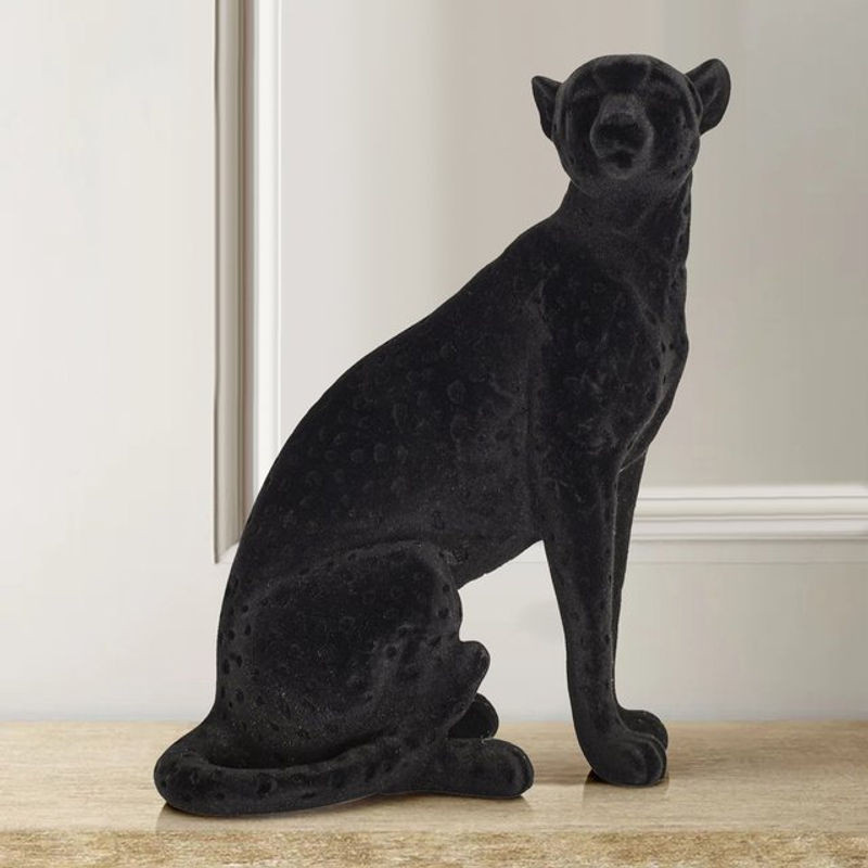 Dekorative Kunstharz-Tierfigur Panther in Schwarz mit Tierprint für deine Home Dekoration - Bild 1