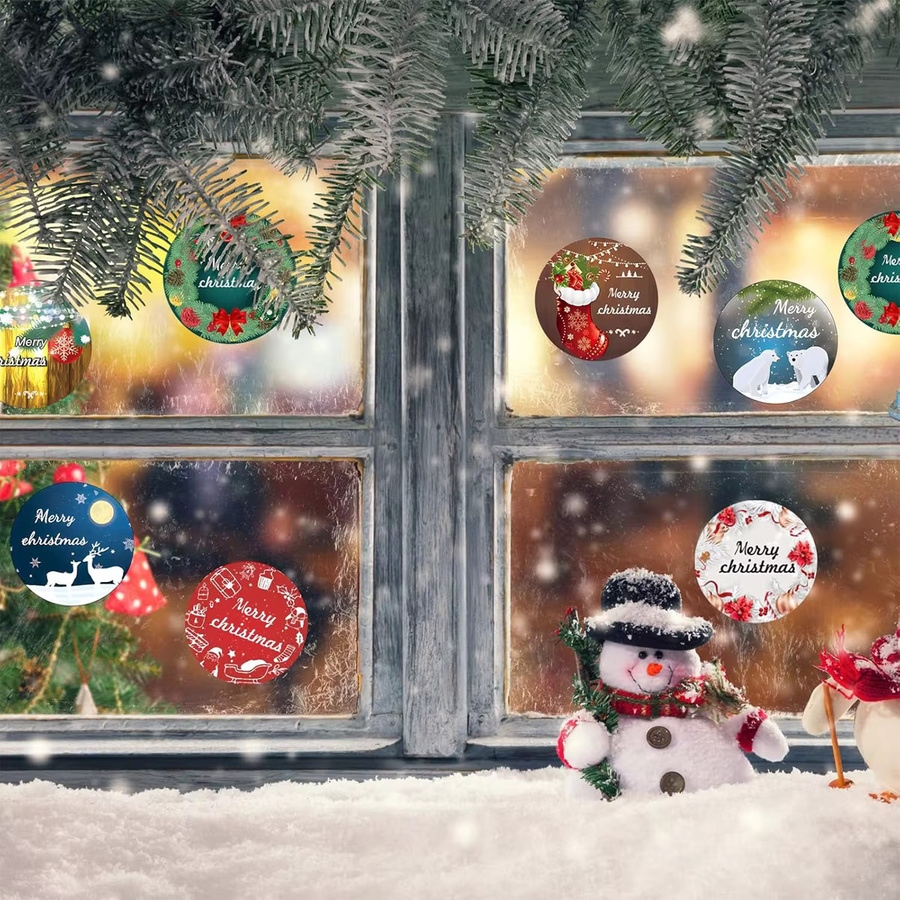 TYFYO Runde Frohe Weihnachten Aufkleber für Geschenke und Backpakete, Mehrfarbig, Durchmesser: 2,5 cm - Bild 6