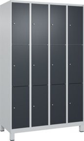 C+P Schließfachschrank Classic PLUS mit 4 Abteilen und Füßen, Farbe Anthrazitgrau und Grau, B/T/H: 120 x 50 x 195 cm - Bild 1